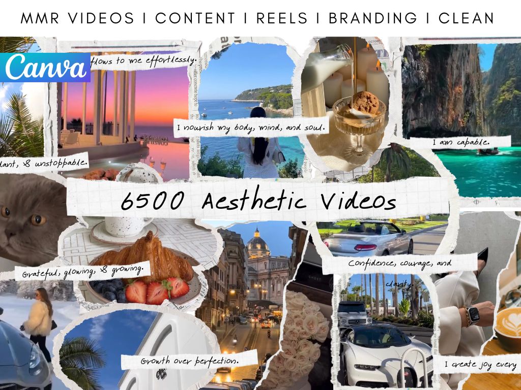 6500+ Aesthetic Videos with Master Resell Rights | PLR MRR Canva
